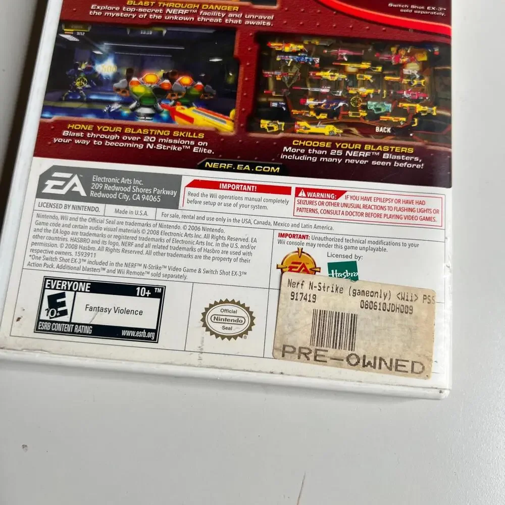 Nerf N-Strike‎ (Nintendo Wii, 2008) Game Only
